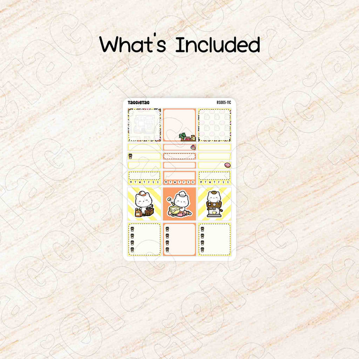 Includes a sheet of November Coffee & Bakery A5 Hobonichi Cousin Box Stickers Kit