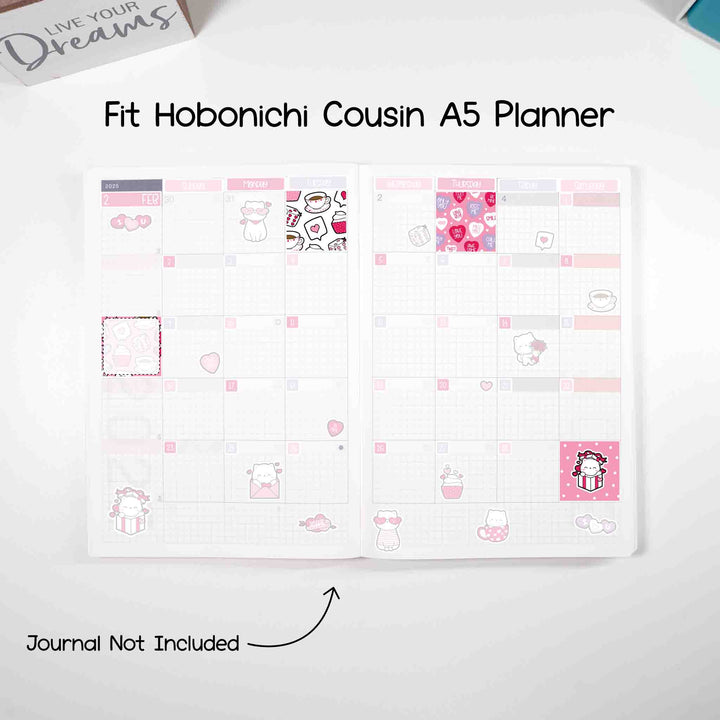 Fit Hobonichi Cousin A5 planner. Journal not included