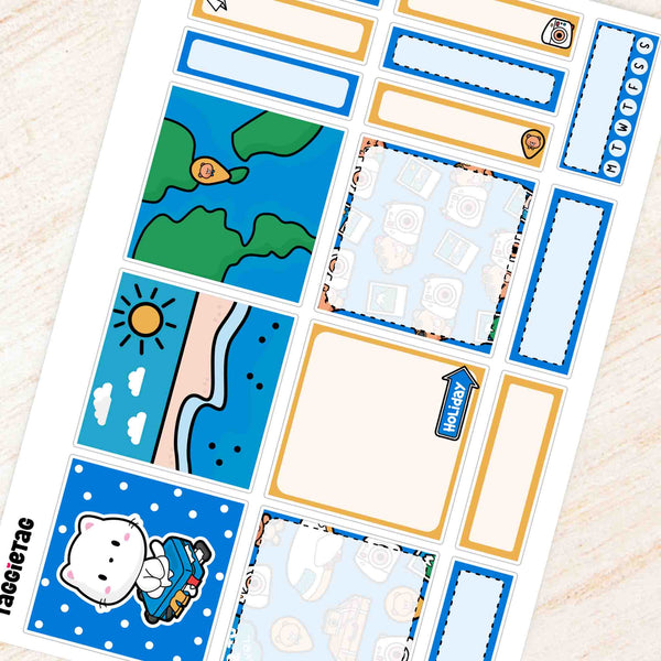 Travel Classic Box Stickers Kit | Blue & Yellow Theme Functional Stickers