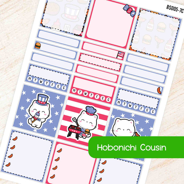 July 4th BBQ A5 Hobonichi Cousin Box Stickers Kit