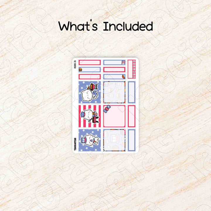 Includes a sheet of July 4th BBQ Classic Box Stickers Kit