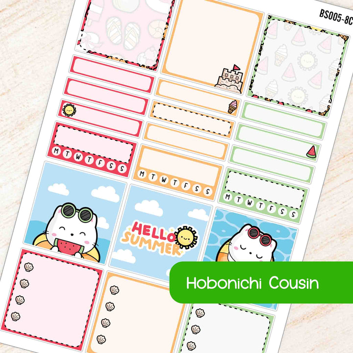 August Summer A5 Hobonichi Cousin Box Stickers Kit