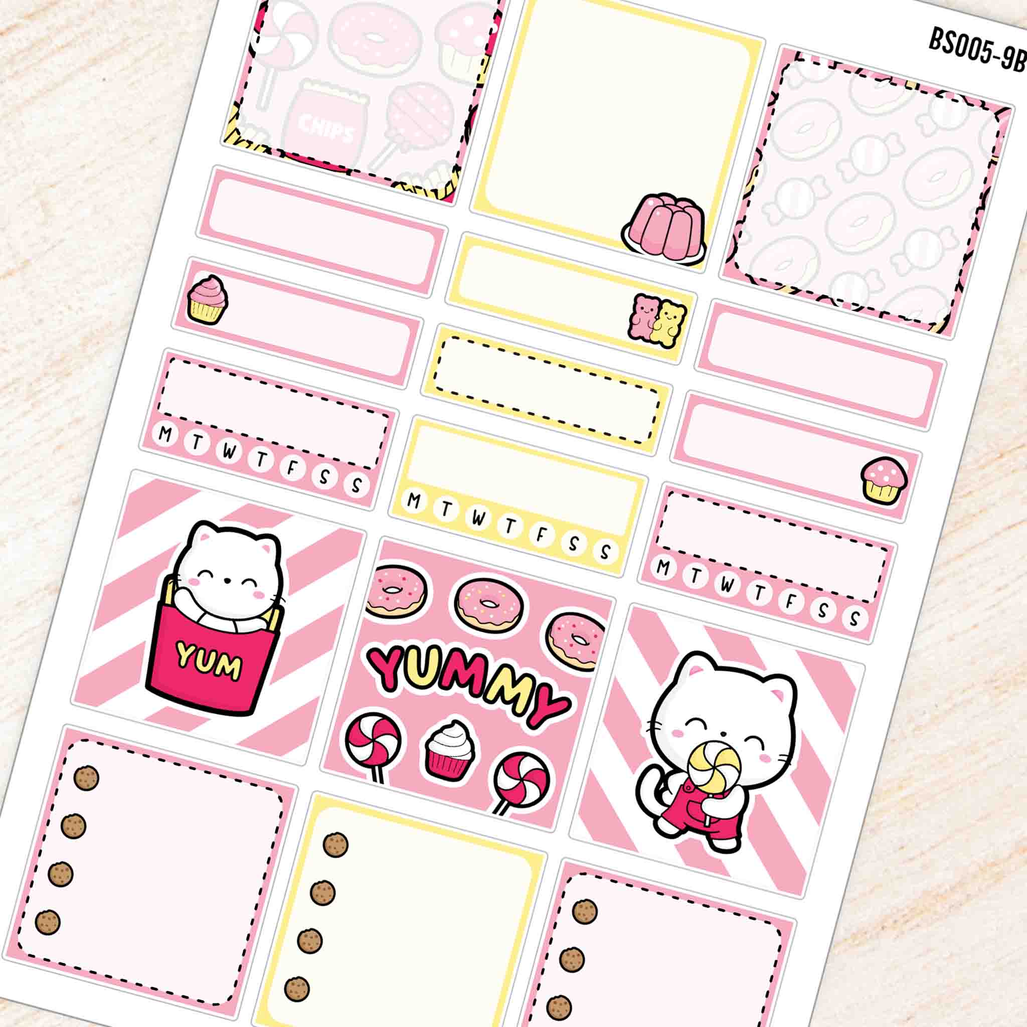 September Snack Time A5 Box Stickers Kit | Pink, Red & Yellow Theme Fu ...