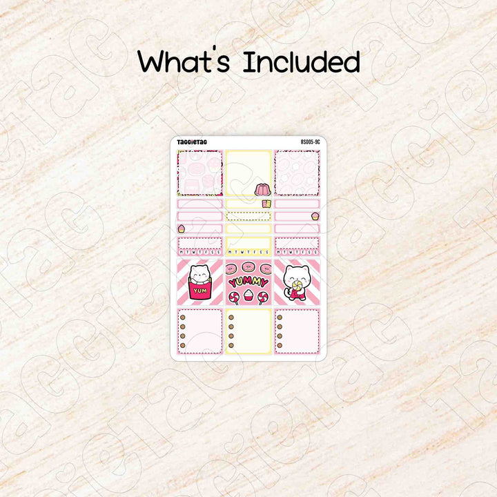 Includes a sheet of September Snack Time A5 Hobonichi Cousin Box Stickers Kit
