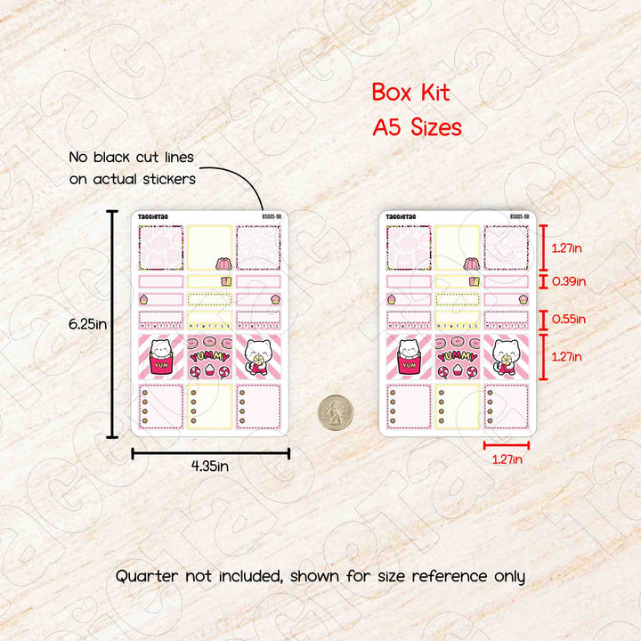No black cut lines on actual stickers. Sheet size is 4.35in x 6.25in