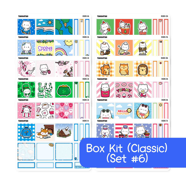 Set #6 Classic Box Stickers Bundle Kit | Box Stickers for Planners and Bullet Journals (Classic)
