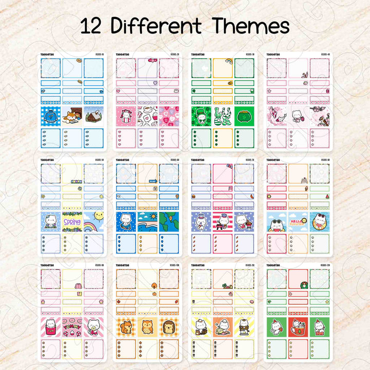 Set #5 A5 Box Stickers Bundle Kit available in 12 different themes
