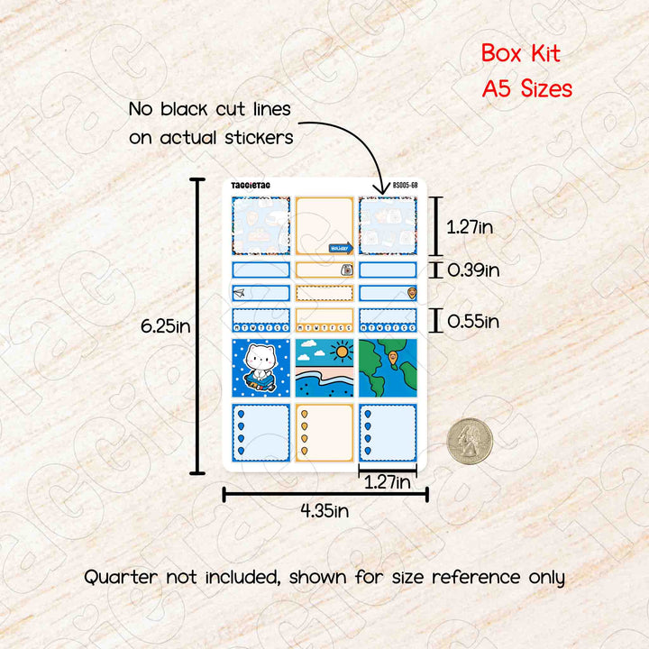 No black cut lines on actual stickers. Sheet size is 6.25in x 4.35in. Quarter is for size reference only