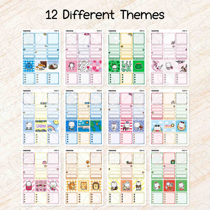 Set #5 Hobonichi Cousin A5 Box Stickers Bundle Kit available in 12 different themes