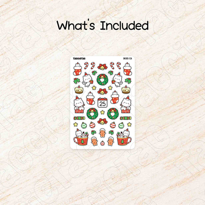 Includes a sheet of December Christmas Theme Deco Kit for Planners and Journals