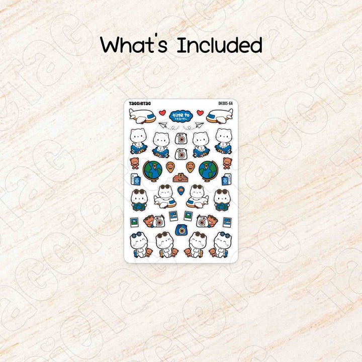 Includes a sheet of Travel Theme Deco Kit for Planners and Journals