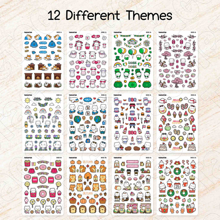 Set #5 12-Month Decorative Sticker Bundle available in 12 different themes