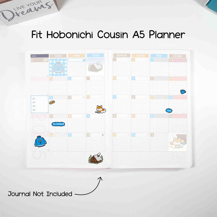 Fit Hobonichi Cousin A5 planner. Journal not included
