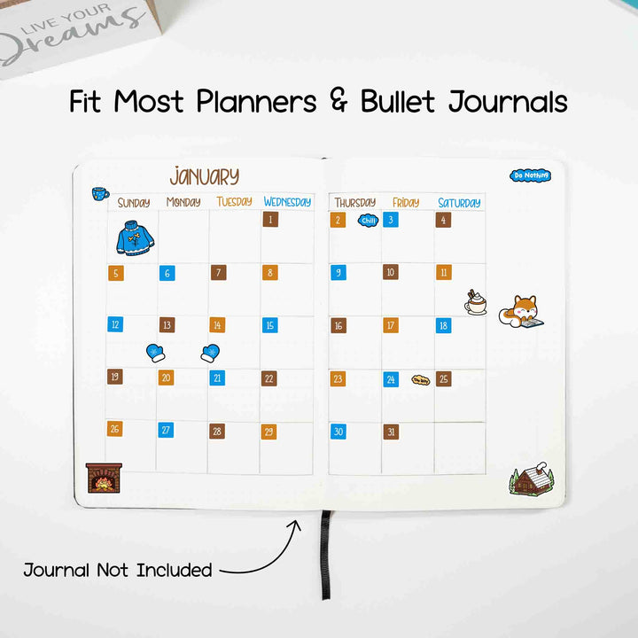 Fit most planners and bullet journals. Journal not included