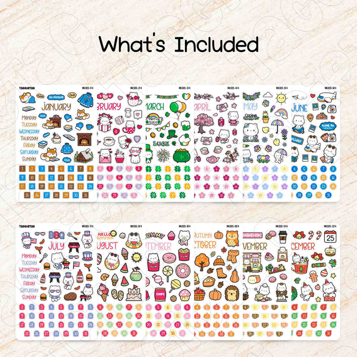 Includes 12 sheets of planner stickers