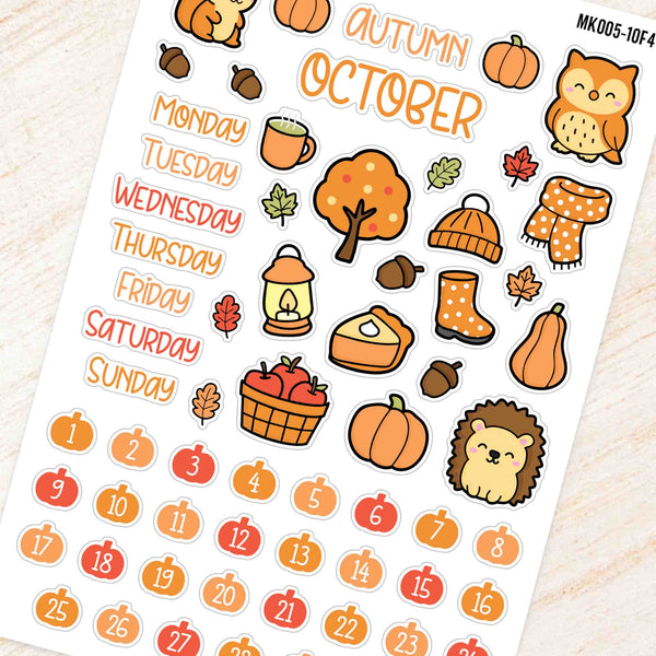 October Autumn Monthly Planner Sticker Kit