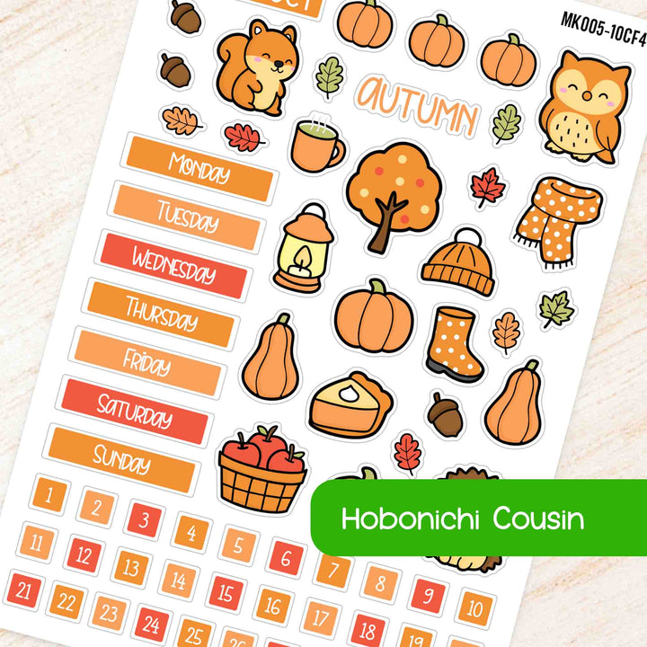 October Autumn Hobonichi Cousin A5 Monthly Planner Sticker Kit