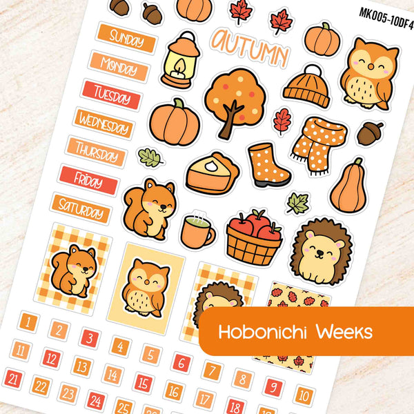 October Autumn Hobonichi Weeks Monthly Planner Sticker Kit