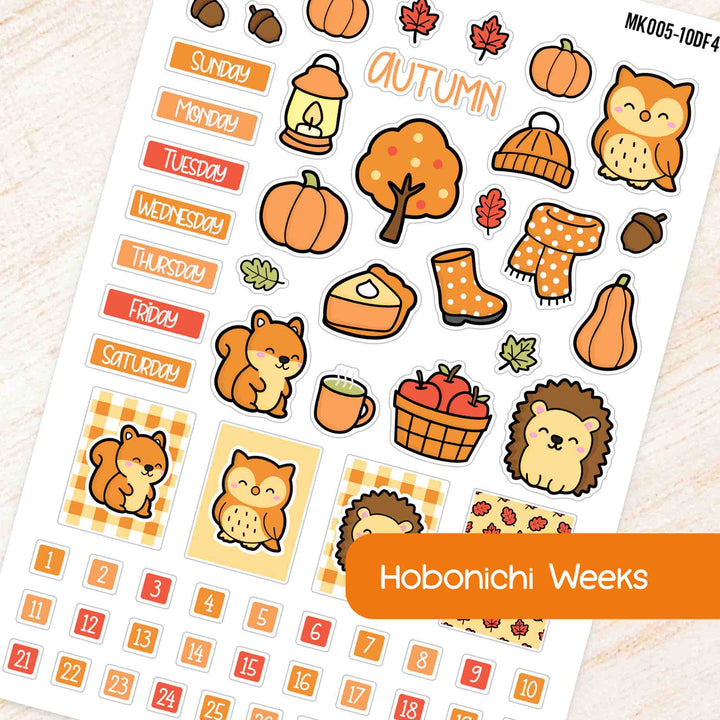 October Autumn Hobonichi Weeks Monthly Planner Sticker Kit