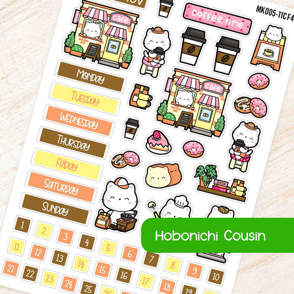 November Coffee & Bakery Hobonichi Cousin A5 Monthly Planner Sticker Kit 