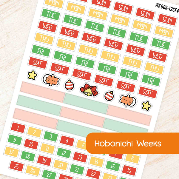 December Christmas Hobonichi Weeks Monthly Planner Sticker Kit