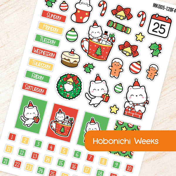 December Christmas Hobonichi Weeks Monthly Planner Sticker Kit