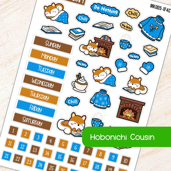 January Cozy Winter Theme Planner Stickers for Hobonichi Cousin planner