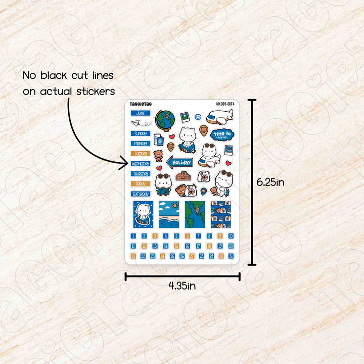 No black cut lines on actual stickers. Sheet size is 4.35in x 6.25in