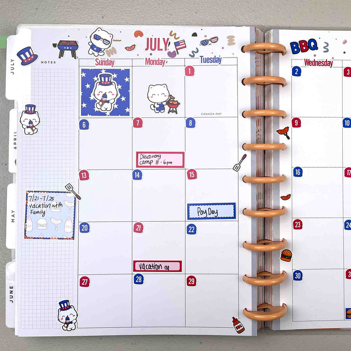 July July 4th BBQ Monthly Planner Sticker Kit on planner