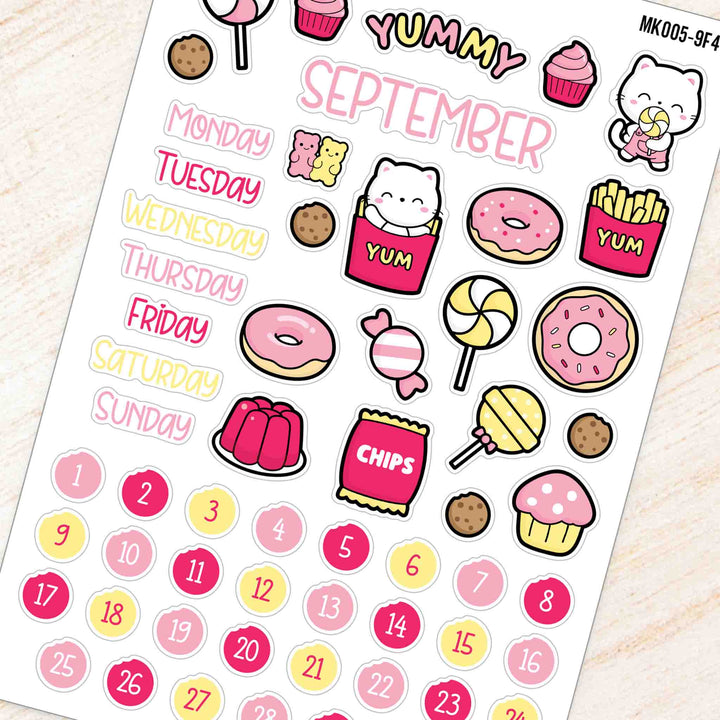 September Snack Time Monthly Planner Sticker Kit