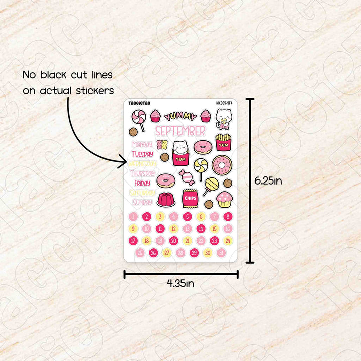 No black cut lines on actual stickers. Sheet size is 4.35in x 6.25in