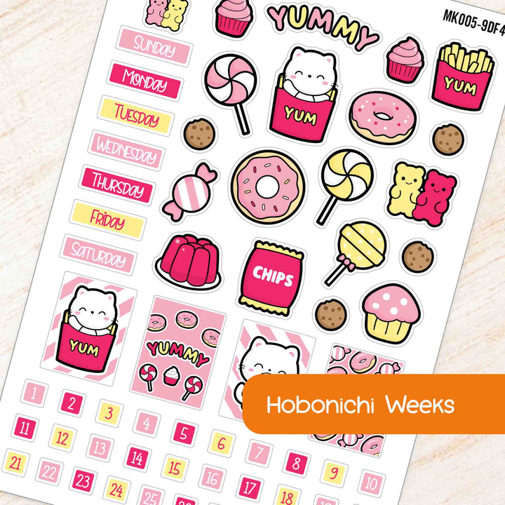 September Snack Time Hobonichi Weeks Monthly Planner Sticker Kit