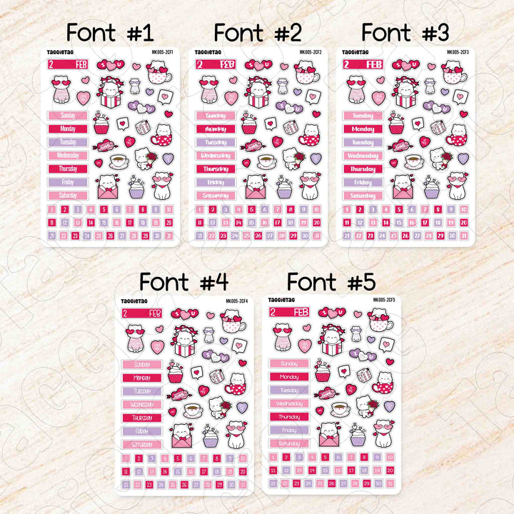 Set #5 12 Months Hobonichi Cousin A5 Planner Stickers Bundle available in 5 different fonts