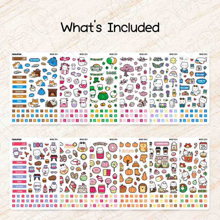 Includes 12 sheets of planner stickers