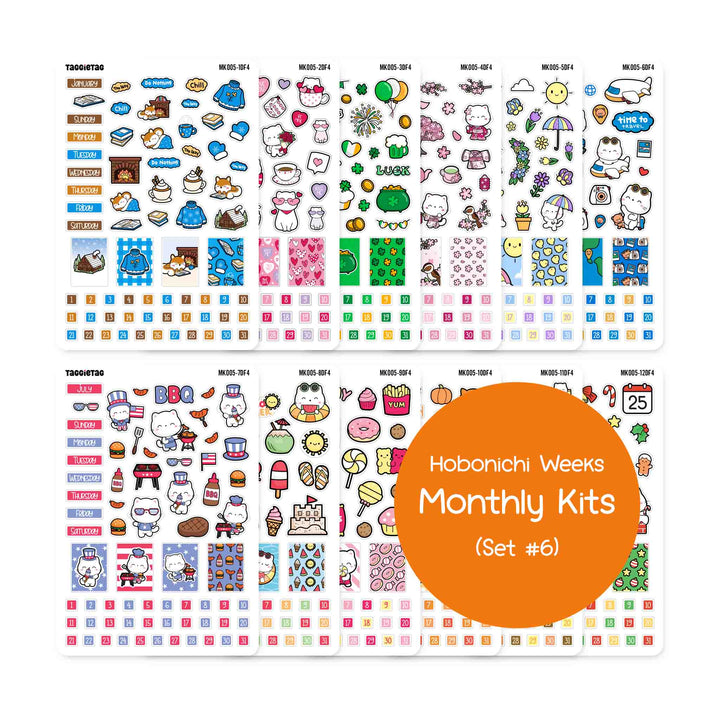 Set #5 12 Months Hobonichi Weeks Planner Stickers Bundle