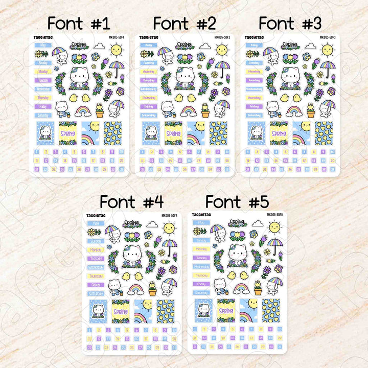 Set #5 12 Months Hobonichi Weeks Planner Stickers Bundle available in 5 different fonts