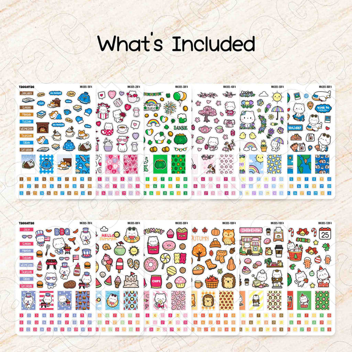 Includes 12 sheets of planner stickers