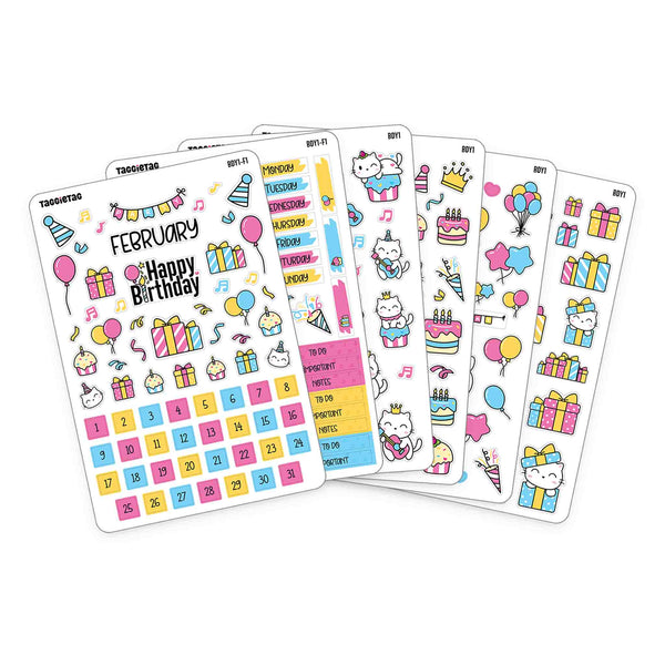 Birthday Themed Planner Stickers Bundle Kit