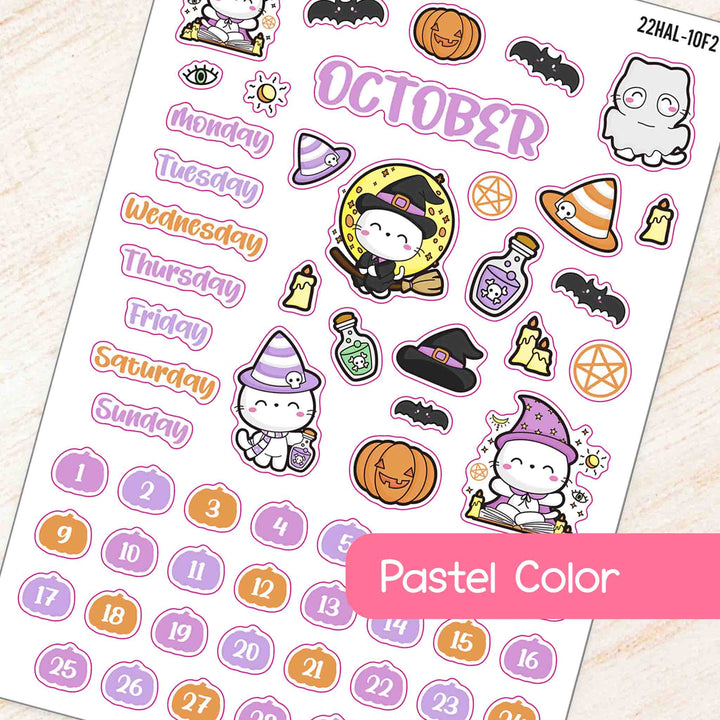 October Halloween #2 Theme Planner Stickers in pastel color