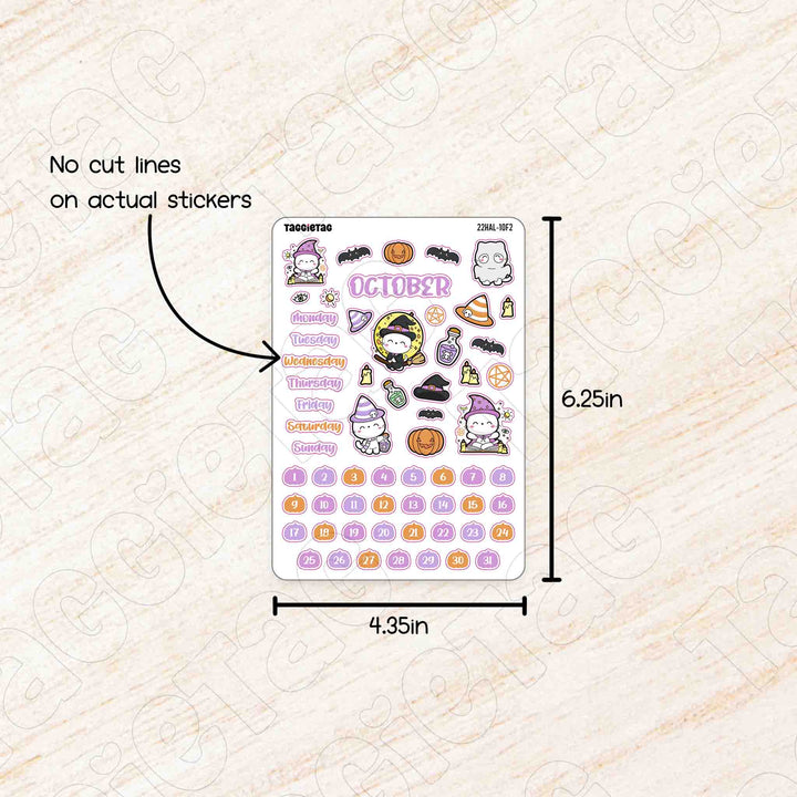 October Halloween #2 Theme Planner Stickers no cut lines on actual stickers