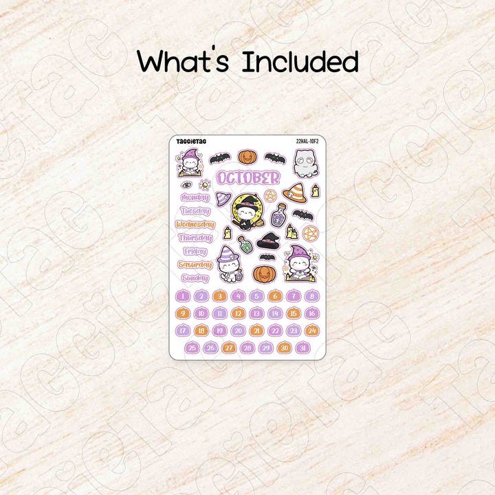 Includes a sheet of October Halloween #2 Theme Planner Stickers