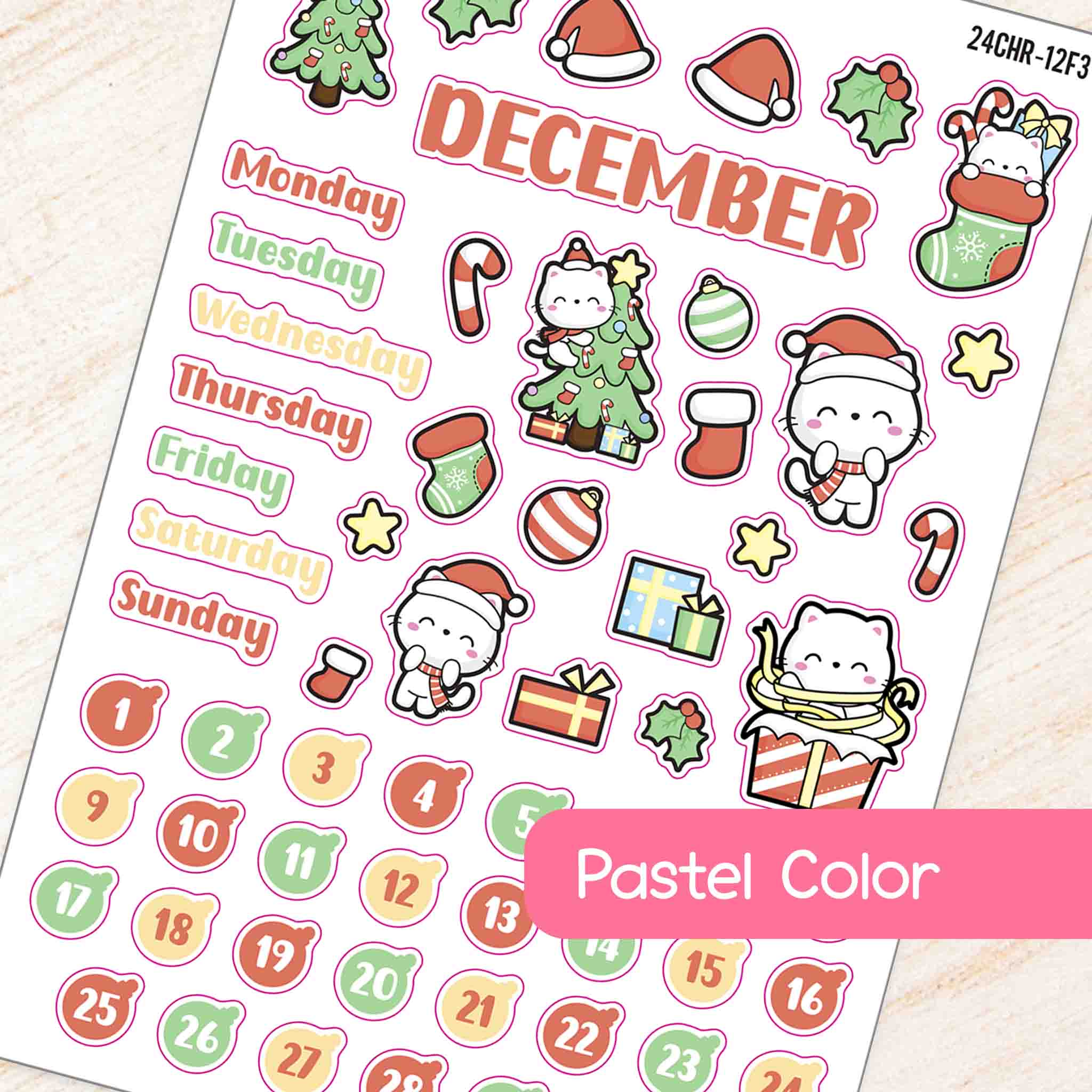 December Christmas #2 Theme Planner Stickers | Planner Stickers Monthl ...