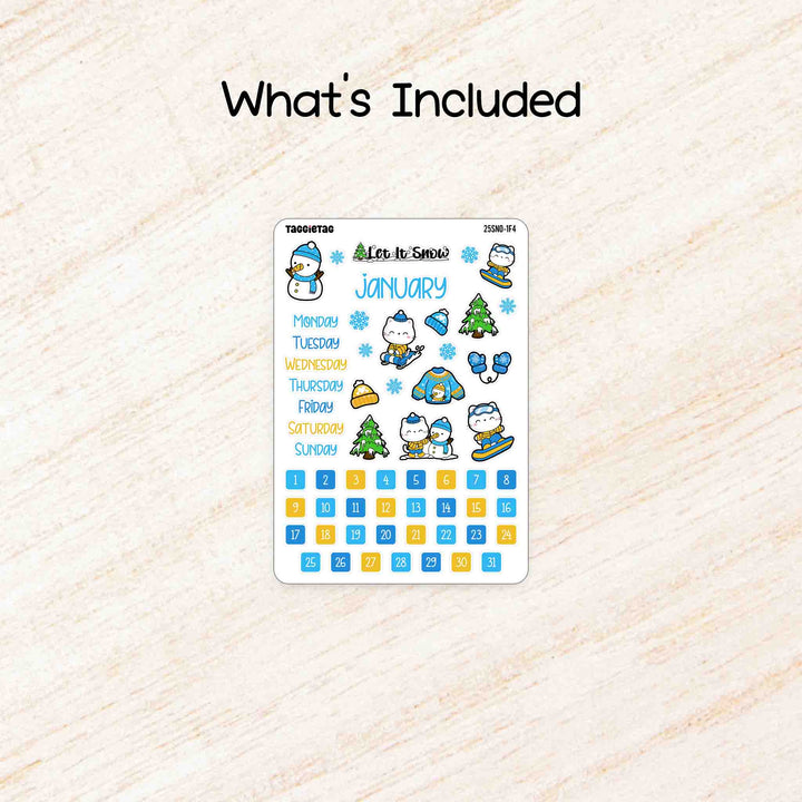 Includes a sheet of January Winter Theme #2 Planner Stickers