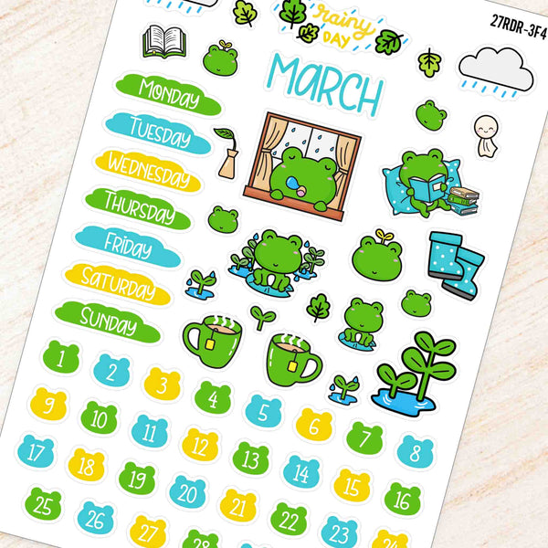 March Rainy Day Reads Theme Planner Stickers