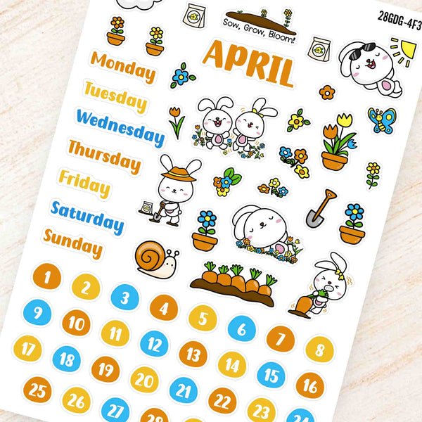 April Gardening Theme Planner Stickers