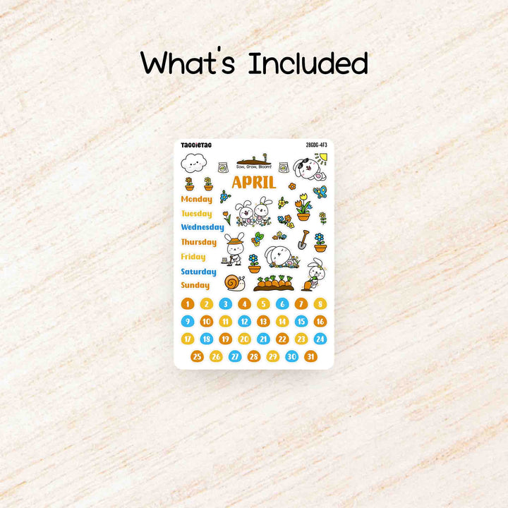 Includes a sheet of April Gardening Theme Planner Stickers