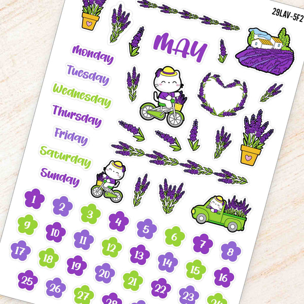 May Lavender Theme Planner Stickers