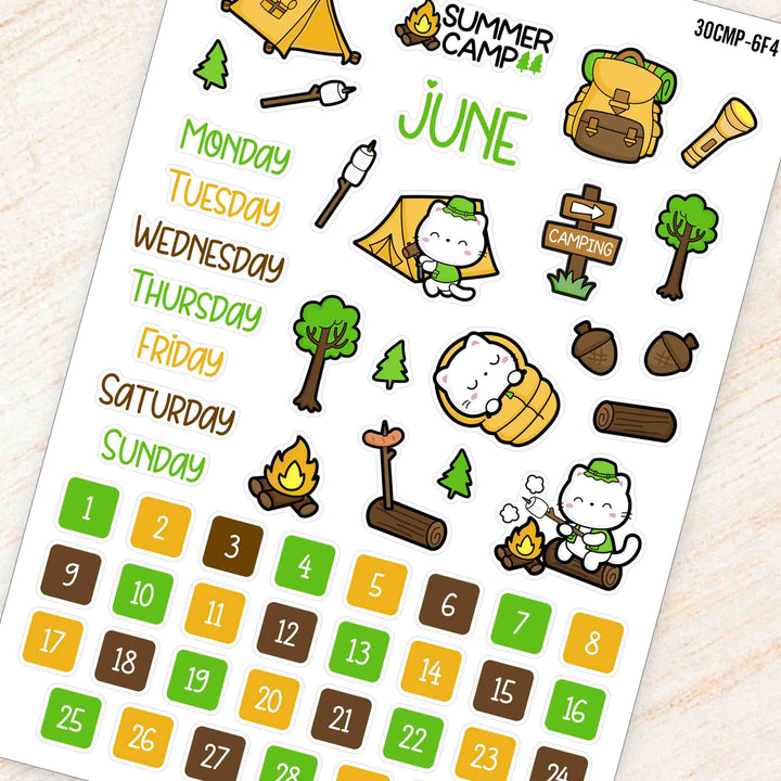 June Summer Camp Theme Planner Stickers