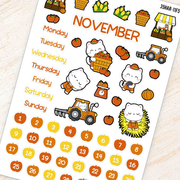 November Harvest Theme Planner Stickers