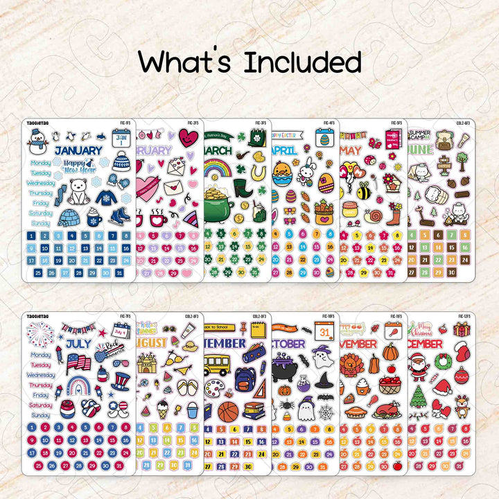 Planner stickers bundle set #3 includes a total of 12 sticker sheets, each sheet has different theme